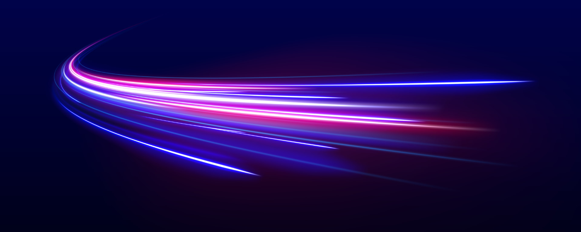 Traînées lumineuses illustrant la vitesse de la fibre